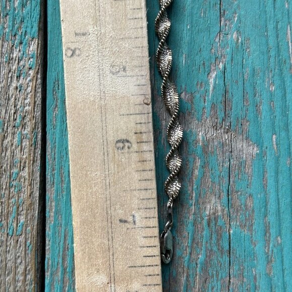 VTG Bracelet Size 7.25 Twisted Herri Link Italy Diamond Cut 925 Sterling 8.3g - Picture 8 of 10